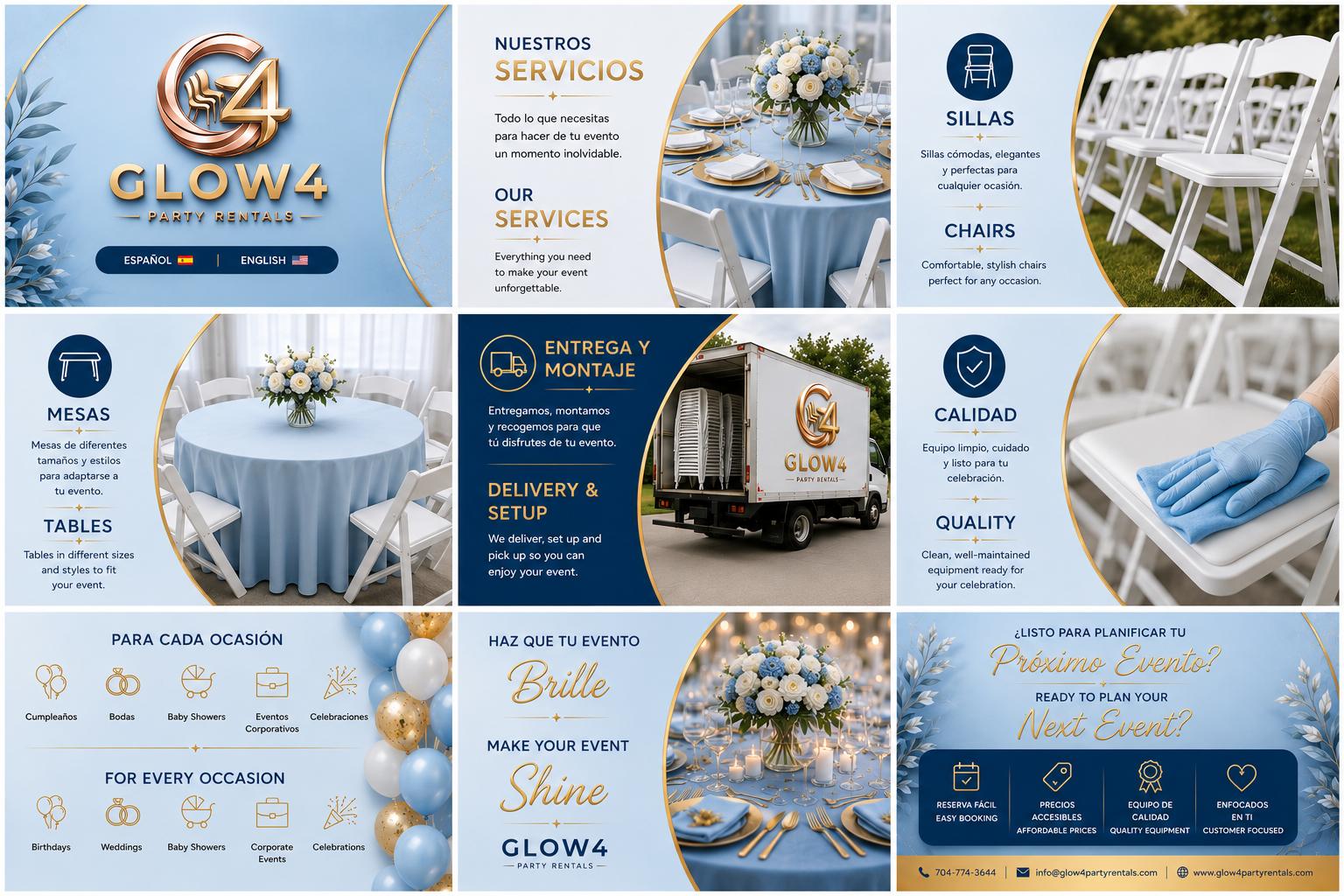 Glow4 Party Rentals services and event styling